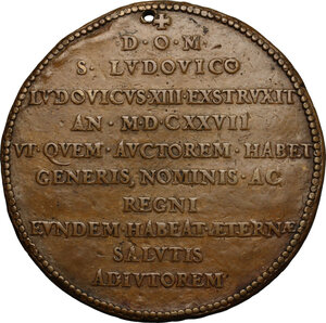 reverse: Luigi XIII (1601-1643). Medaglia 1627 per la costruzione della chiesa di San Luigi