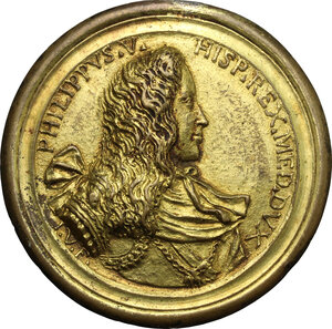 obverse: Filippo V (1700-1707).. Medaglia 1702 per la visita del sovrano a Napoli