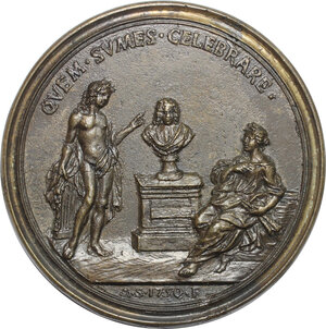 reverse: Alessandro Ghivizzani (XVII-XVIII sec.), poeta fiorentino.. Medaglia 1750 con bordo modanato
