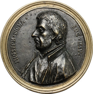 obverse: Giuseppe Richa (1693-1761), gesuita e scrittore. . Medaglia celebrativa bimetallica con bordo modanato, 1758