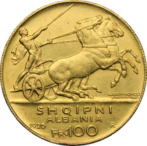 reverse: Albania.  Zog I (1925-1939). 100 franga ari 1926 **, Rome mint