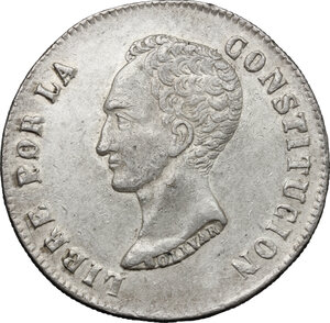 obverse: Bolivia.  Republic (1825 - ). . 8 Soles, 1850 FM, Potosí mint