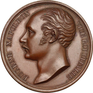 obverse: France.  Eugene Napoleon Beauharnais (1781-1824), Prince of Venice and Vice Roy of Italia. Medal 14 June 1809 to commemorate the battle of Raab and the anniversary of the battles of Marengo and Friedland