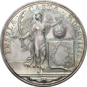 reverse: Great Britain.  Anne Stuart (1665-1714), queen of Great Britain. . Medal 1708 for the capture of the Citadel of Lille