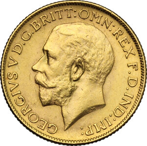 obverse: India.  George V (1910-1936). Sovereign 1918, Bombay mint