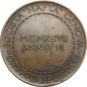 reverse: Società Nafta di Genova.. Medaglia Gruppo Sportivo, A. VI, 1927
