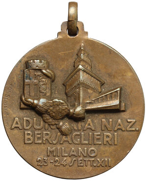 reverse: Medaglia per l Adunata Nazionale dei bersaglieri, Milano 23-24 settembre A. XII