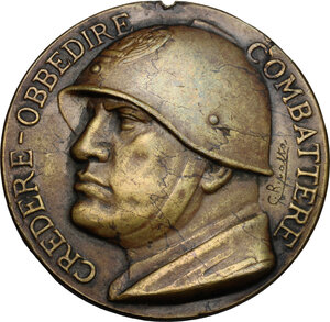 obverse: Benito Mussolini (1883-1945).. Medaglia 28-I-XIV al Maresciallo Badoglio per la vittoria del Tembien
