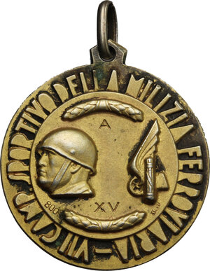 obverse: Medaglia per il VII Campionato sportivo della Milizia Ferroviaria, A. XV