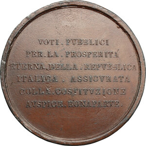 reverse: Repubblica Cisalpina. Secondo periodo (1800-1802).. Medaglia 1802, A. X per la chiusura dei Comizi di Lione