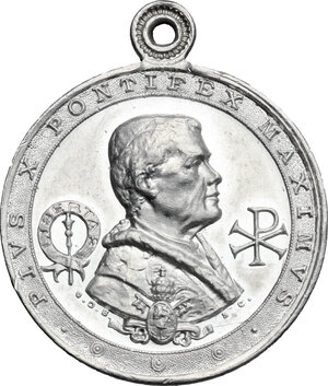 obverse: Pio X (1903-1914).. Medaglietta devozionale per il XVI centenario costantiniano, 1913
