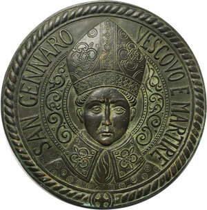 obverse: San Gennaro (272-305).. Coppia di grandi placche in bronzo, seconda metà del XX secolo