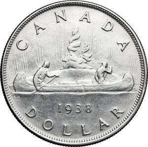 reverse: Canada.  George VI (1936-1952).. Dollar 1938