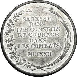 reverse: France.  Napoleon as First Consul (1799-1804). . Medal 1801, struck in Birmingham by Kempson and Kindon