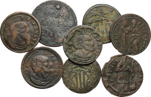 obverse: Lotto di otto (8) monete: 7 quattrini e un mezzo baiocco tutte della zecca di Gubbio