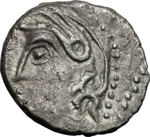 obverse: Central Gaul, Sequani.  Q. Doci Sam. F.. AR Quinarius, c. 100-50 BC