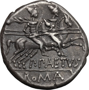 reverse: P. Aelius Paetus.. AR Denarius, 138 BC