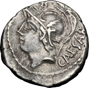 obverse: L. Julius L.f. Caesar.. AR Denarius, 103 BC