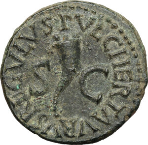 reverse: Augustus (27 B.C - 14 AD).. AE Quadrans, 8 BC
