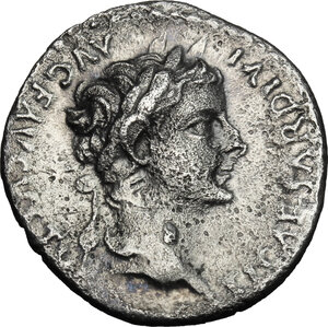 obverse: Tiberius (14-37).. AR Denarius \