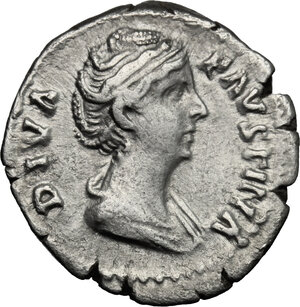 obverse: Faustina I, wife of Antoninus Pius (died 141 AD).. AR Denarius