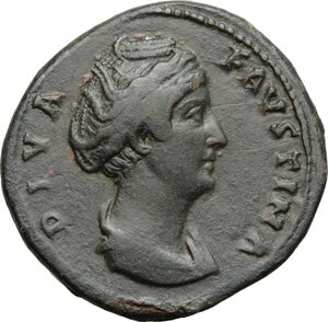 obverse: Faustina I, wife of Antoninus Pius (died 141 AD).. AE Sestertius, c. 146-161 AD