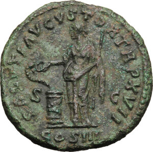 reverse: Marcus Aurelius (161-180).. AE As, 162-163 AD