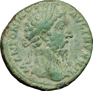 obverse: Marcus Aurelius (161-180).. AE As, 174-175