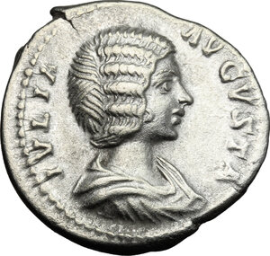 obverse: Julia Domna, wife of Septimius Severus (died 217 AD).. AR Denarius. Struck c. 200-211 AD