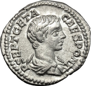 obverse: Geta as Caesar (198-209).. AR Denarius, 200-202 AD