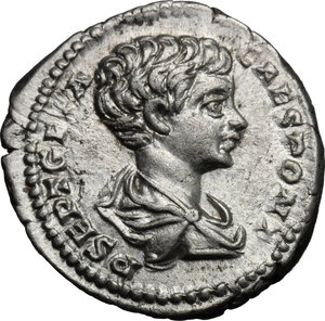 obverse: Geta as Caesar (198-209).. AR Denarius, 200-202 AD