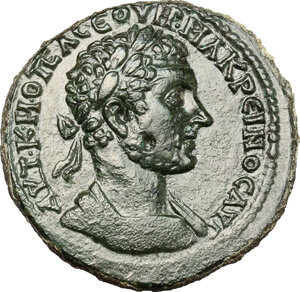 obverse: Macrinus (217-218).. AE Tetrassarion, Nicaea mint, Bithynia