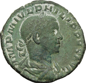 obverse: Philip II (246-249).. AE Sestertius