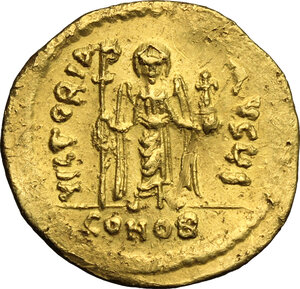 reverse: Phocas (602-610).. AV Solidus, Constantinople mint
