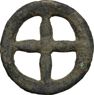 reverse: Celtic Gaul, Uncertain Tribe. AE Wheel money, c. 1st century BC