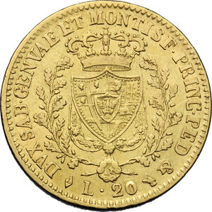 reverse: Carlo Felice (1821-1831). 20 lire 1826 Torino