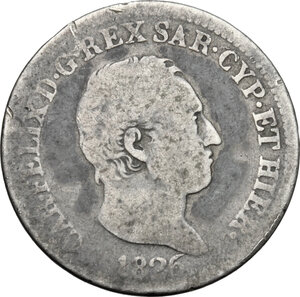 obverse: Carlo Felice (1821-1831).. 50 centesimi 1826, Genova
