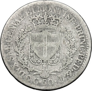 reverse: Carlo Felice (1821-1831).. 50 centesimi 1826, Genova