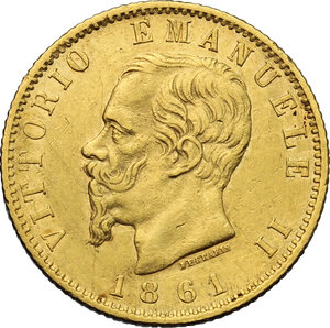 obverse: Vittorio Emanuele II, Re d Italia (1861-1878).. 20 lire 1861 Torino