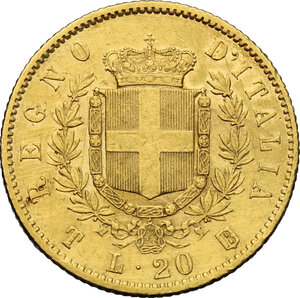 reverse: Vittorio Emanuele II, Re d Italia (1861-1878).. 20 lire 1861 Torino