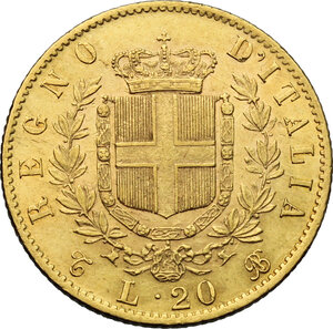 reverse: Vittorio Emanuele II, Re d Italia (1861-1878).. 20 lire 1864 Torino