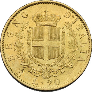 reverse: Vittorio Emanuele II, Re d Italia (1861-1878).. 20 lire 1871 Roma