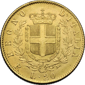 reverse: Vittorio Emanuele II, Re d Italia (1861-1878).. 20 lire 1878 Roma