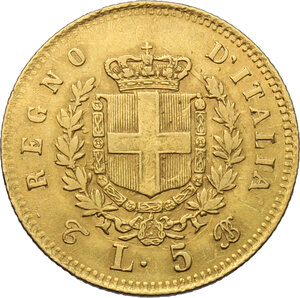 reverse: Vittorio Emanuele II, Re d Italia (1861-1878).. 5 lire 1863 Torino