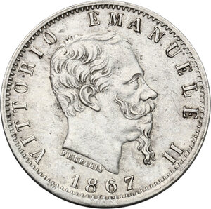 obverse: Vittorio Emanuele II, Re d Italia (1861-1878).. 20 centesimi 1867 Torino