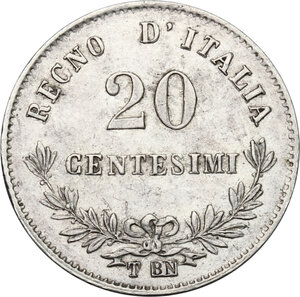 reverse: Vittorio Emanuele II, Re d Italia (1861-1878).. 20 centesimi 1867 Torino