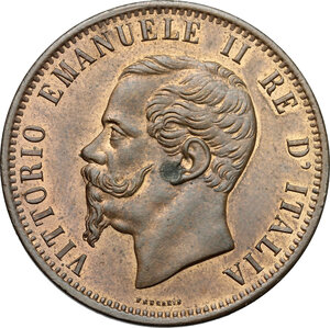 obverse: Vittorio Emanuele II, Re d Italia (1861-1878).. 10 centesimi 1862 Milano