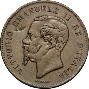 obverse: Vittorio Emanuele II, Re d Italia (1861-1878).. 5 centesimi 1861 Bologna