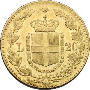 reverse: Umberto I (1878-1900). 20 lire 1879