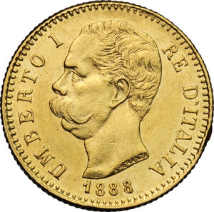 obverse: Umberto I (1878-1900). 20 lire 1888